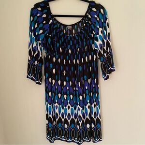 Muse Women’s Boat Neck Princess Sleeve Blue Midi Slip Dress